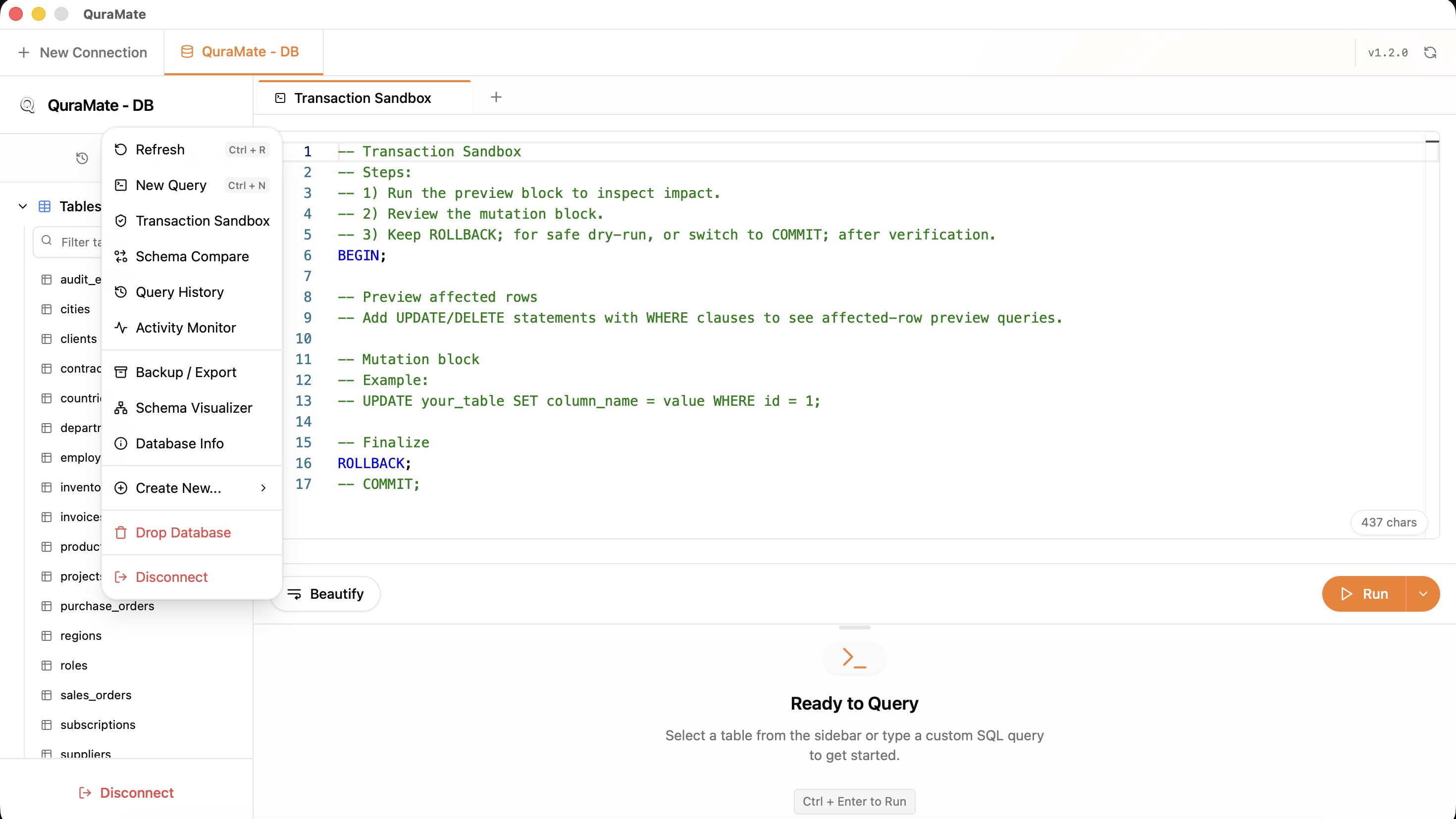 Transaction sandbox workflow